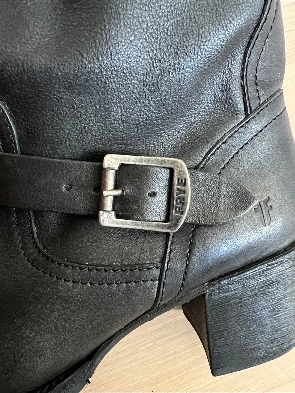 Frye Black Leather Over-the-Knee Buckle Boots